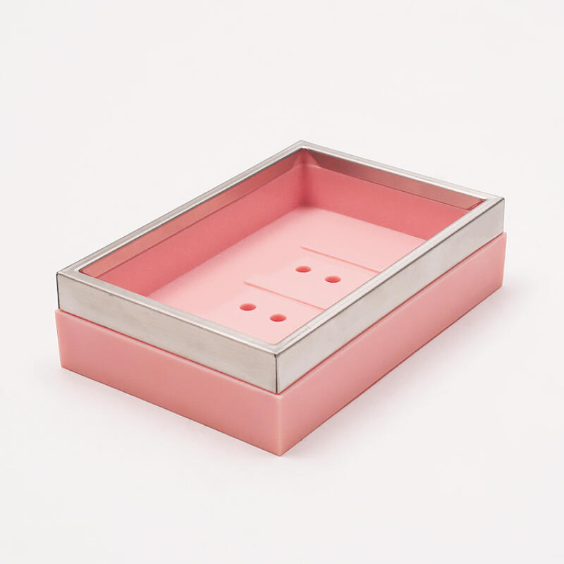 Pastel Solid Draining Soap Dish Stand Tray Holder pink