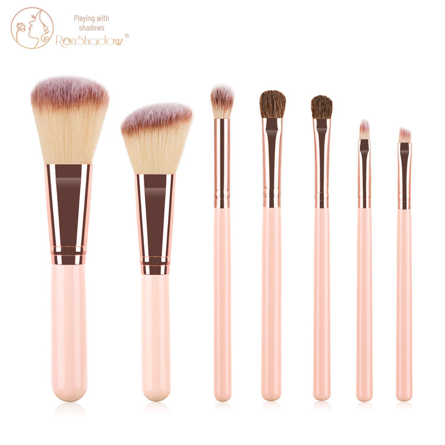 

Nongying портативный набор из 7 мини-кистей для макияжа: Включает рассыпчатую пудру и кисти для глаз