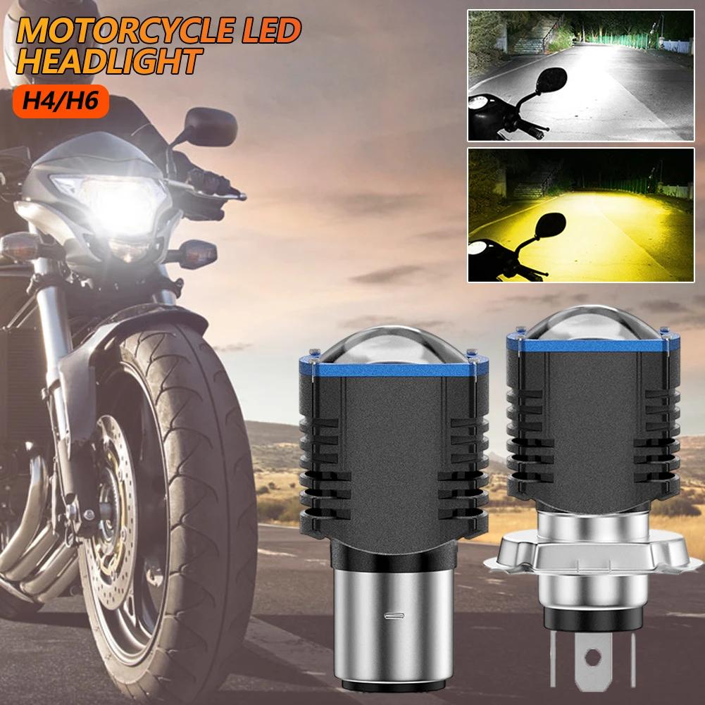H4 LED Motorcycle Headlight Bulbs BA20D H6 Hi Low Beam Moto Light 3570 CSP Dual Color White Yellow Scooter Fog Lamp DC 12V 80V