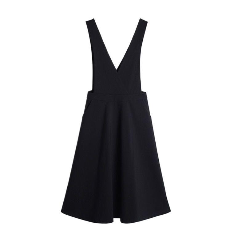 Black High-Waisted Slimming Two-Piece Overalls - Spring/Summer 2026 Girls' Casual Loose Straight Shorts