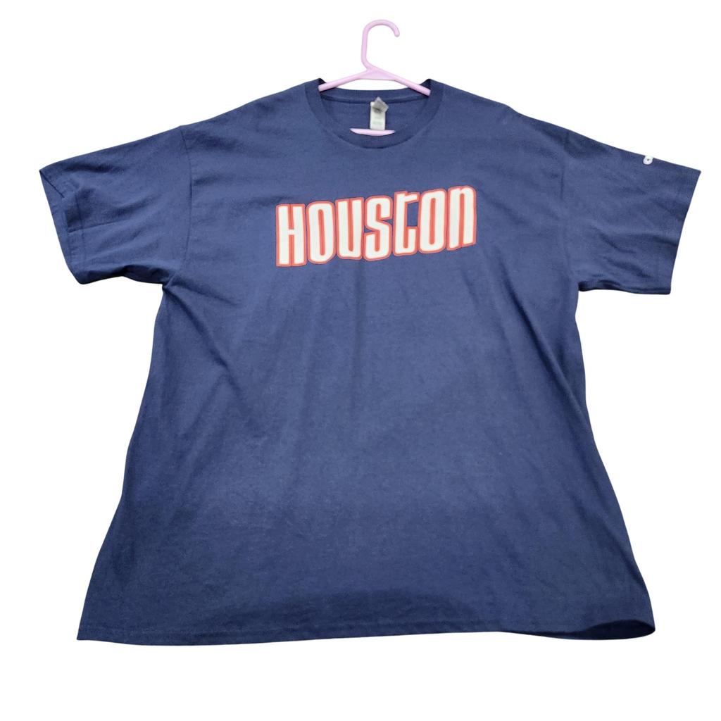 Gildan Shirt Mens XL Blue Houston Graphic Tee Heavy Cotton Crew Neck Unisex T-Shirt