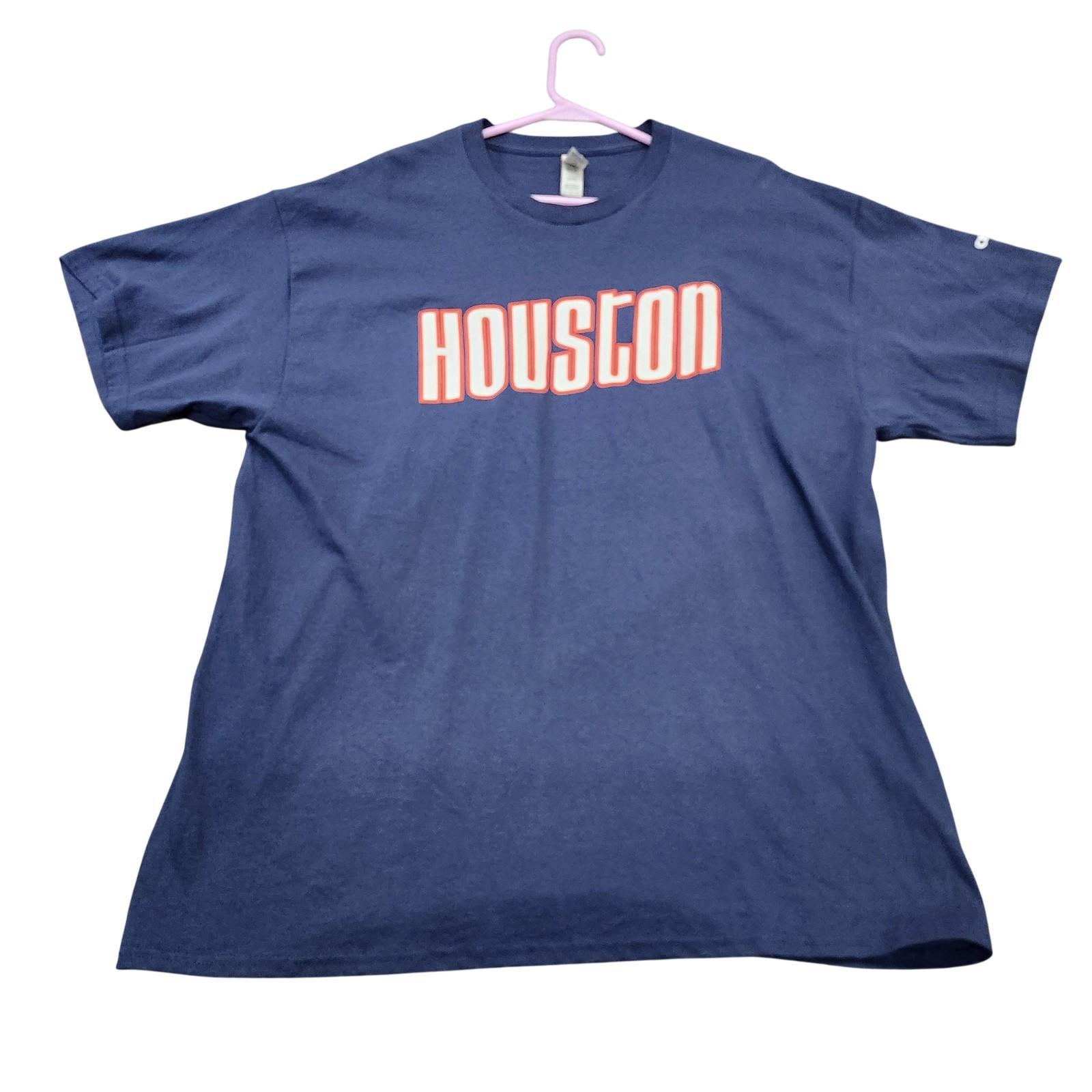 Gildan Shirt Mens XL Blue Houston Graphic Tee Heavy Cotton Crew Neck Unisex T-Shirt S