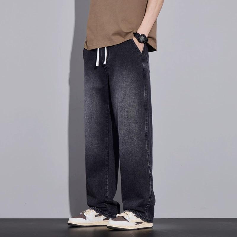 Herrenbekleidung Weite Hosen Baggy Jeans Streetwear Gerade Mode Denim Hosen Y2k Vintage Gewaschen Elastischer Bund Herrenhosen