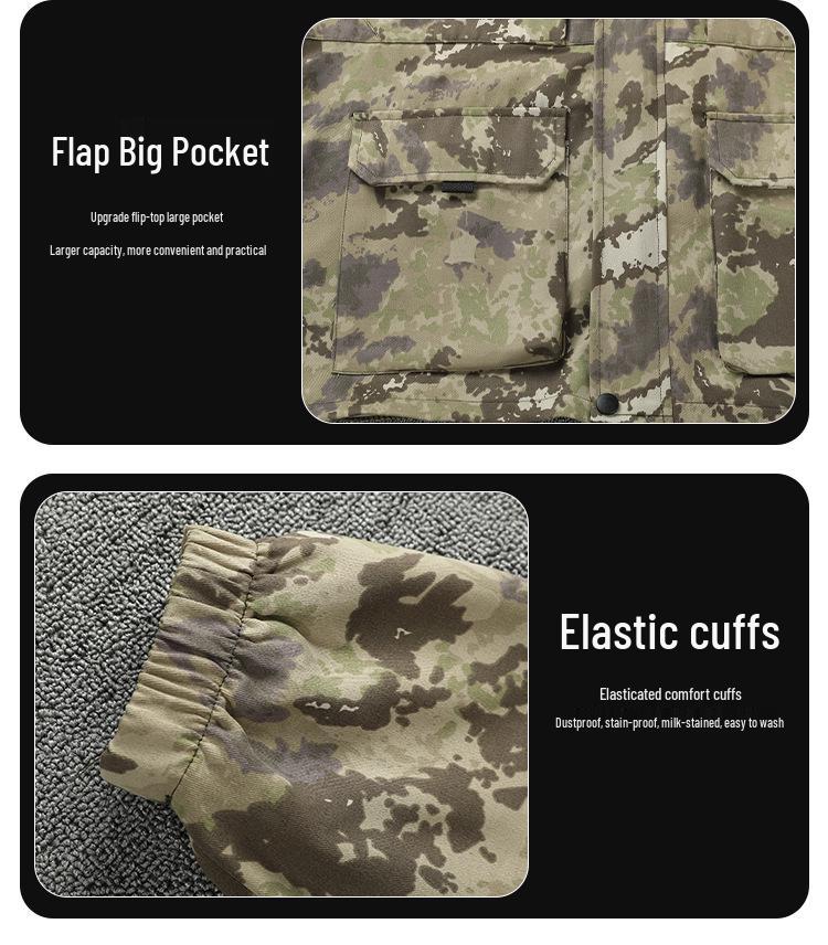 Set de îmbrăcăminte de lucru camuflaj pentru bărbați, pentru exterior: Îmbrăcăminte tactică de alpinism respirabilă, rezistentă la uzură, pentru primăvară și toamnă.