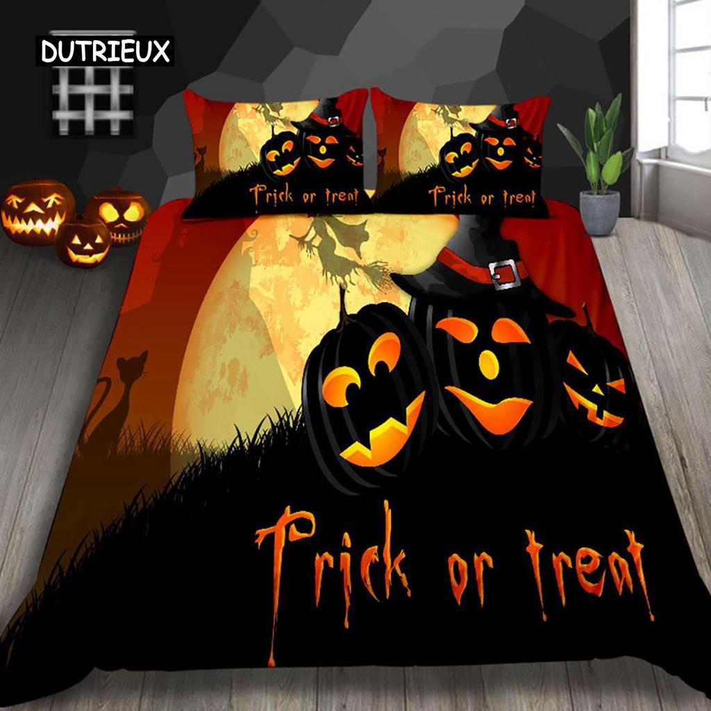 Halloween Duvet Cover Set Thumbedding Halloween Decor Mysterious Forest Bedding Set Polyester Double Queen King Size Quilt Cover