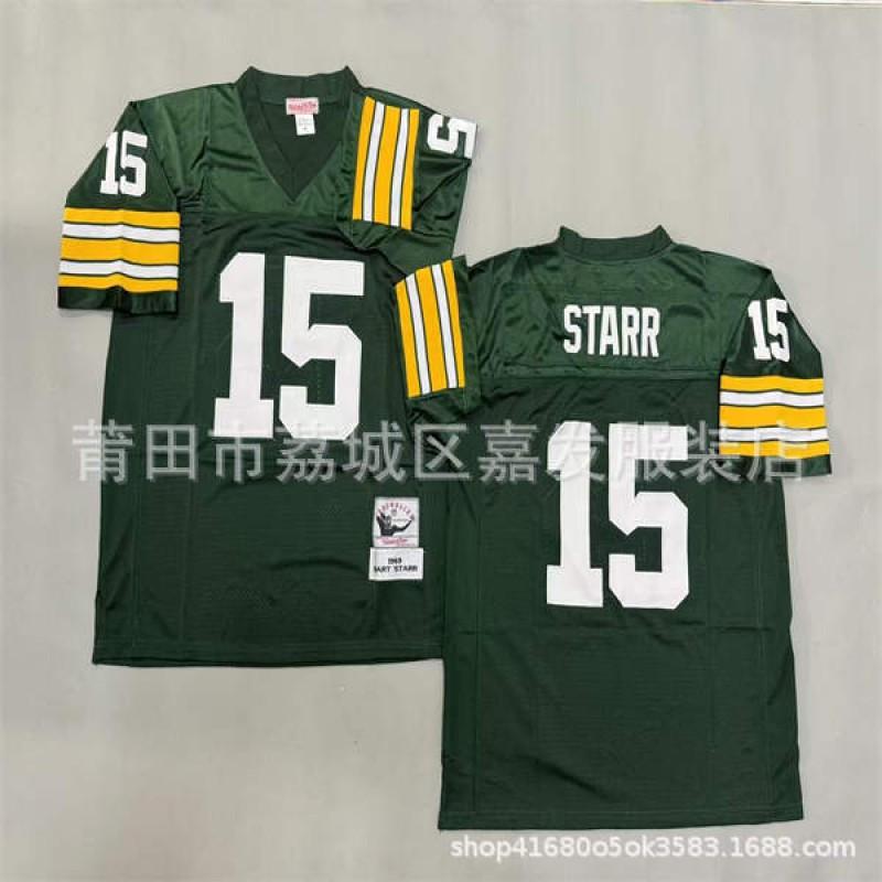 Camiseta de Fútbol Retro Green Bay Packers para Hombre de Algodón Camisa Deportiva Estilo Vintage NFL 87 52 84 Bordada