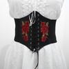 High-End Black Heart-Shaped Lady's Shirt with Elastic Waist and Embroidered Retro Corset Belt