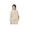 Li Ning Solid Color Logo Embroidered Loose Pullover Hoodie Women Hoodies Light-Milk-Brown AWDT264-5