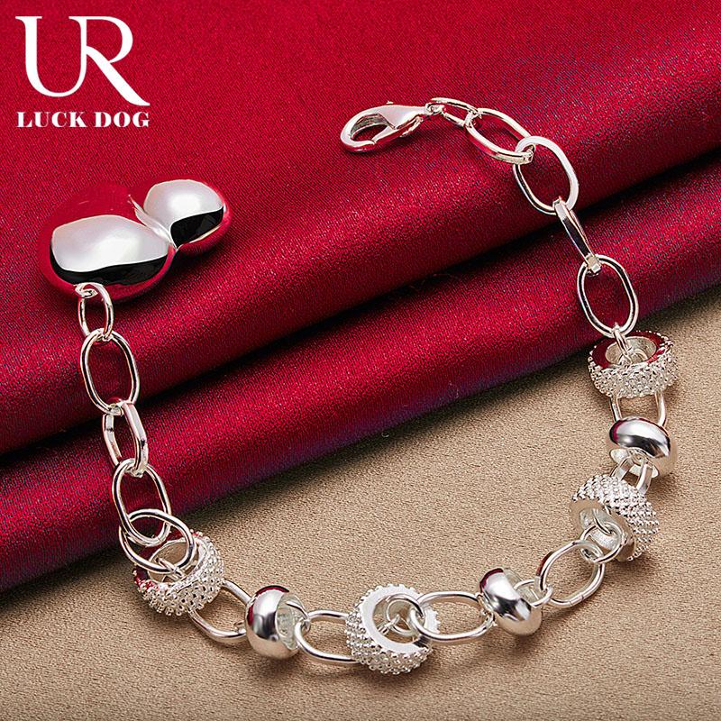 925 Sterling sølv hjerteformet armbånd Fasjonable bryllupssmykker