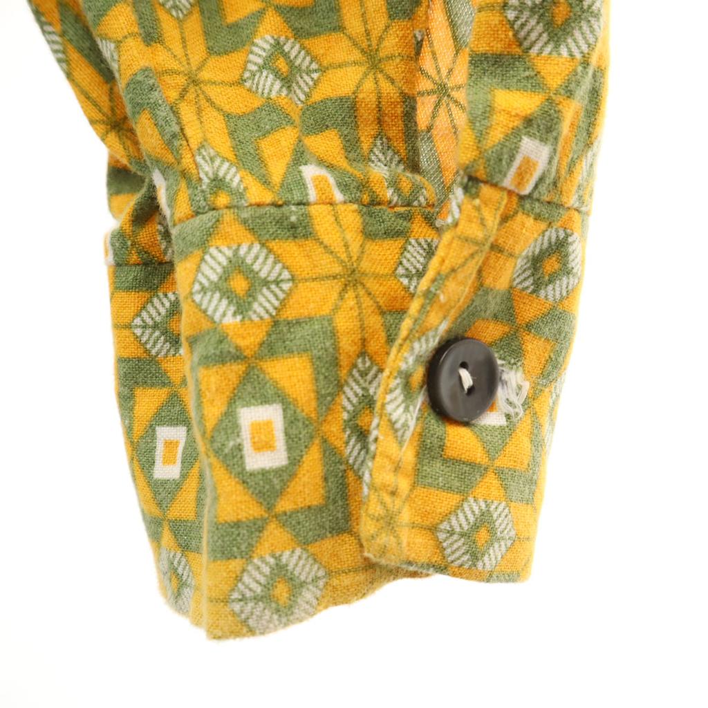VINTAGE 60s 70s EUR Argyle Pattern Long sleeve Button down shirt yellow Men's Used
