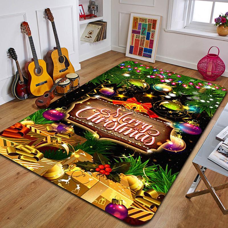 C-Weihnachten Bedruckter Teppich Eingang Fußmatte Wohnzimmer Schlafzimmer Badezimmer Rutschfester Teppich Heimdekorative Fußmatte Neujahrsgeschenk
