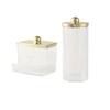 2/3 Pezzi Portacotton, Contenitori Organizzatori per Bagno per Make-up, Cotone Sferico/Bastoncini Cotone/Dischetti Cotone Rotondi/Filo Interdentale/Elastici per Capelli