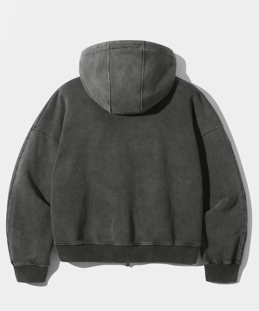 Dimitri Black Vlad Cutoff Applique Zip-Up Hoodie_Charcoal