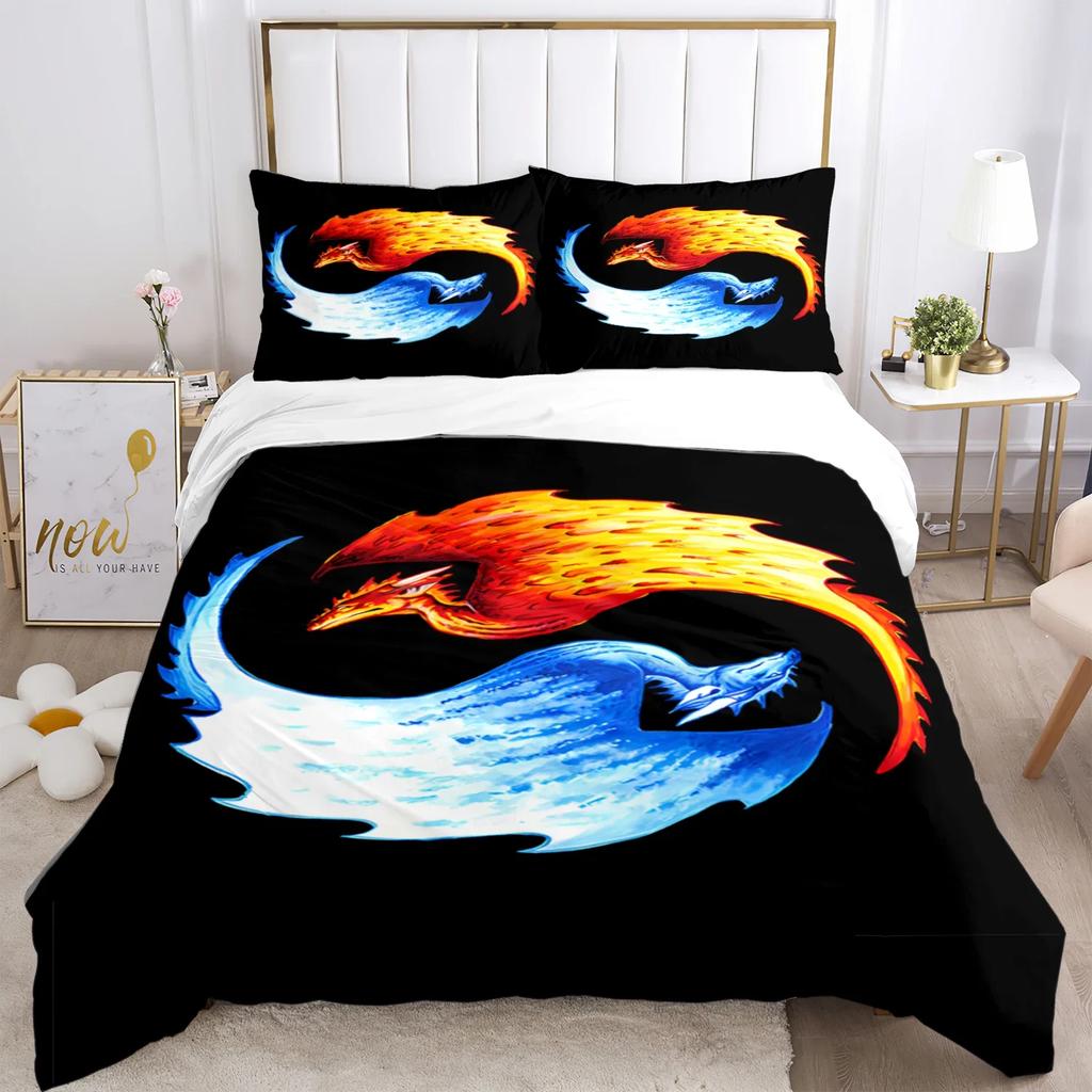 Tai Chi Chinesisch HD-Druck Dreiteiliges Bettwäscheset Modeartikel Kinder Erwachsene für Betten Bettbezüge Kissenbezüge Bettwäscheset