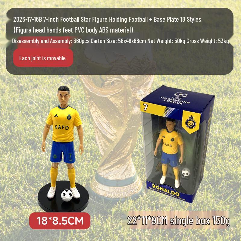 2026 World Cup Soccer Stars Figurines: CR7, Messi, Neymar, Mbappé Dolls