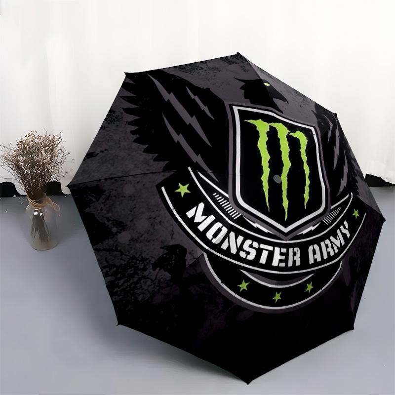 Monster Energy pattern, automatic folding umbrella, portable and foldable design, 8 ribs, a Christmas or birthday gift.