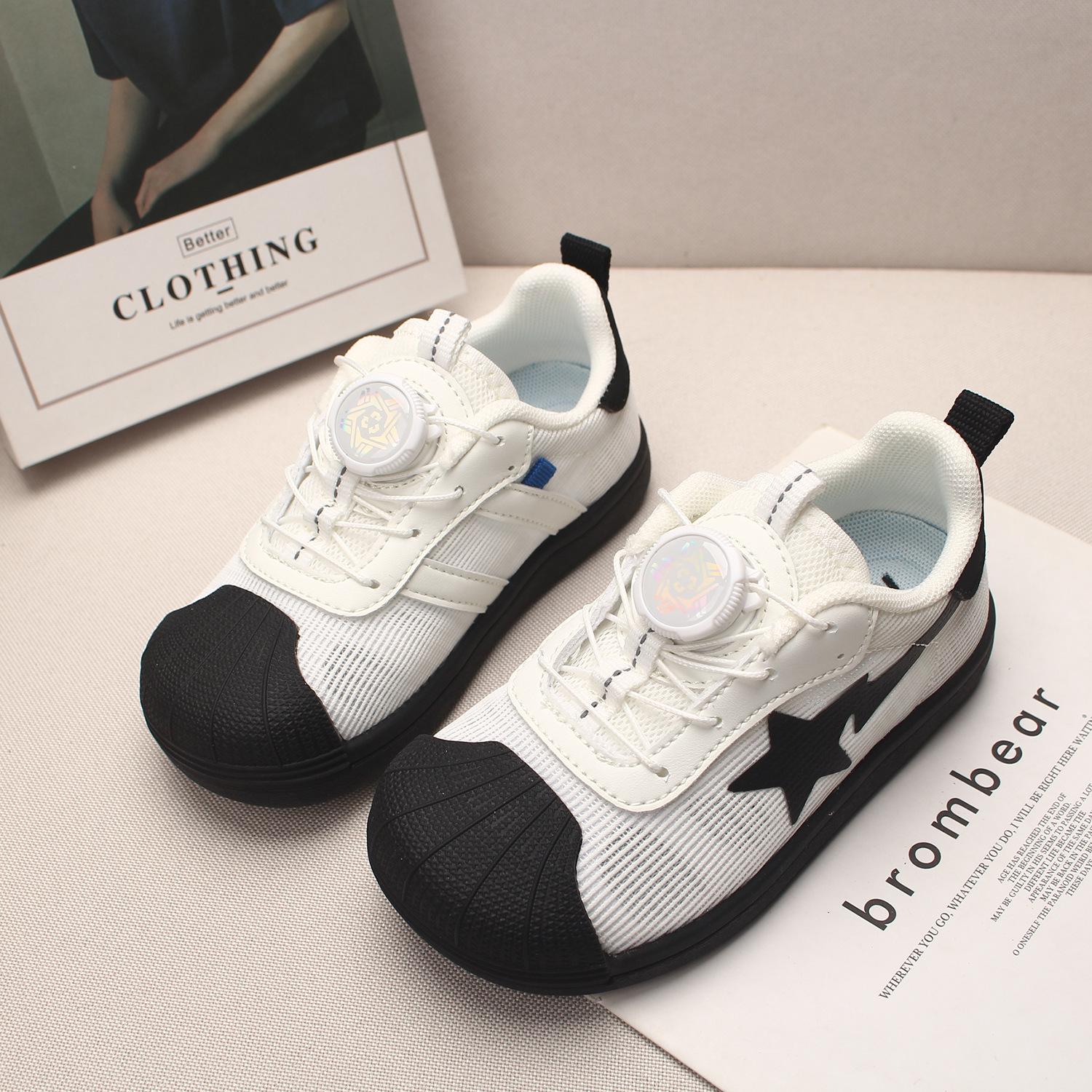 2026 Spring Breathable Mesh Children s Shoes with Rotary Buckle for Boys and Girls 26-30 (5 pairs minimum)