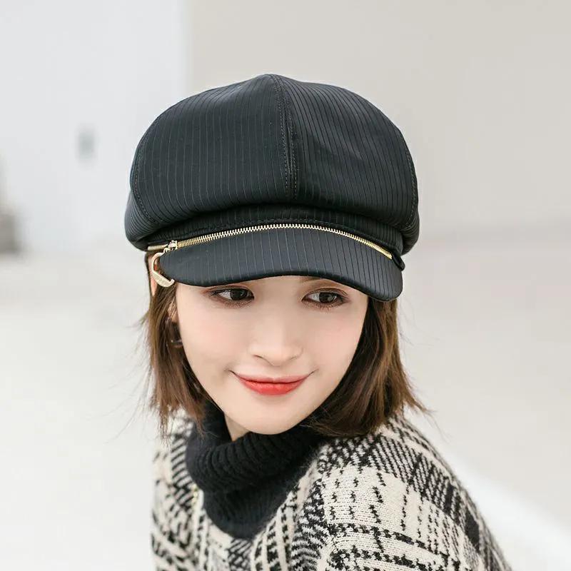 WTEMPO Solid Color Windproof Cold-proof Retro Elegant Warm Thicke Hats Women's Autumn Winter Casual Versatile Hats