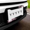 Cherry Blossom License Plate Frame Pink License Plate Cover Funny Auto Accessory Bracket Aluminum Metal Black License Plate Frames For Women Men (Set