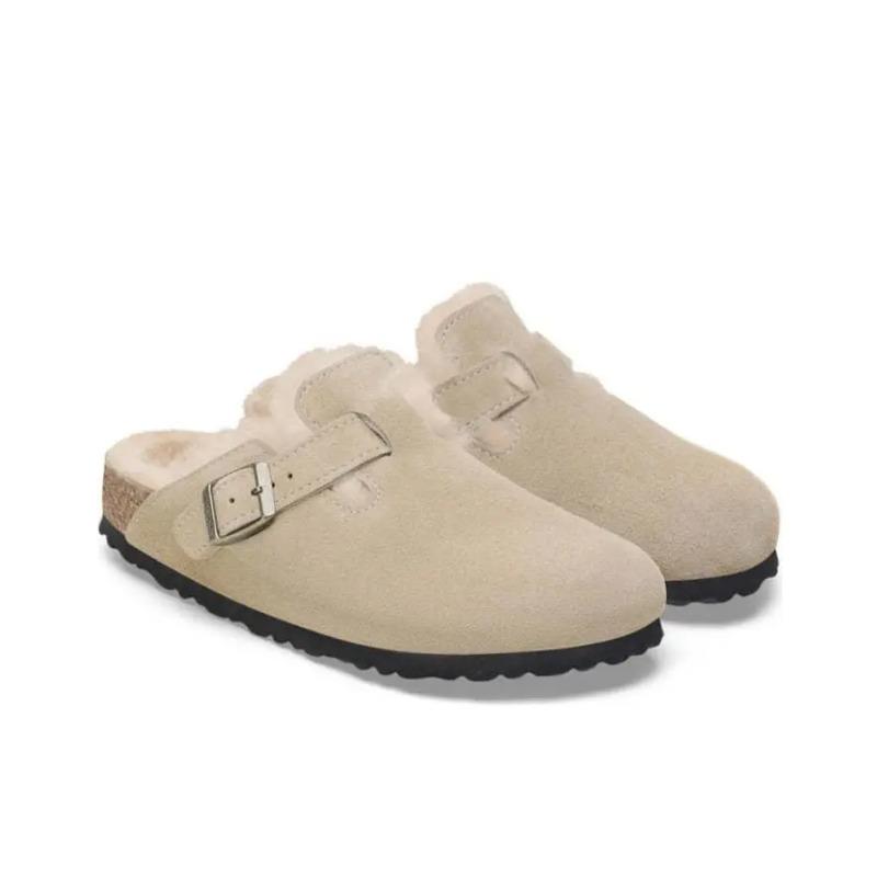 Birkenstock Boston Shearling Unisex Minimalist Versatile Mule EVA Closed Toe Slippers Sand Narrow Fit 1028299 37
