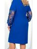 Plus Size Lace Patchwork Print Long Sleeve Dress for Women