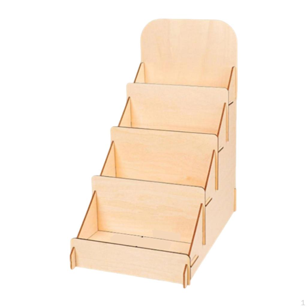 Wooden Greeting Card Display Stand Holder Comic Book Sticker Tiered Rack