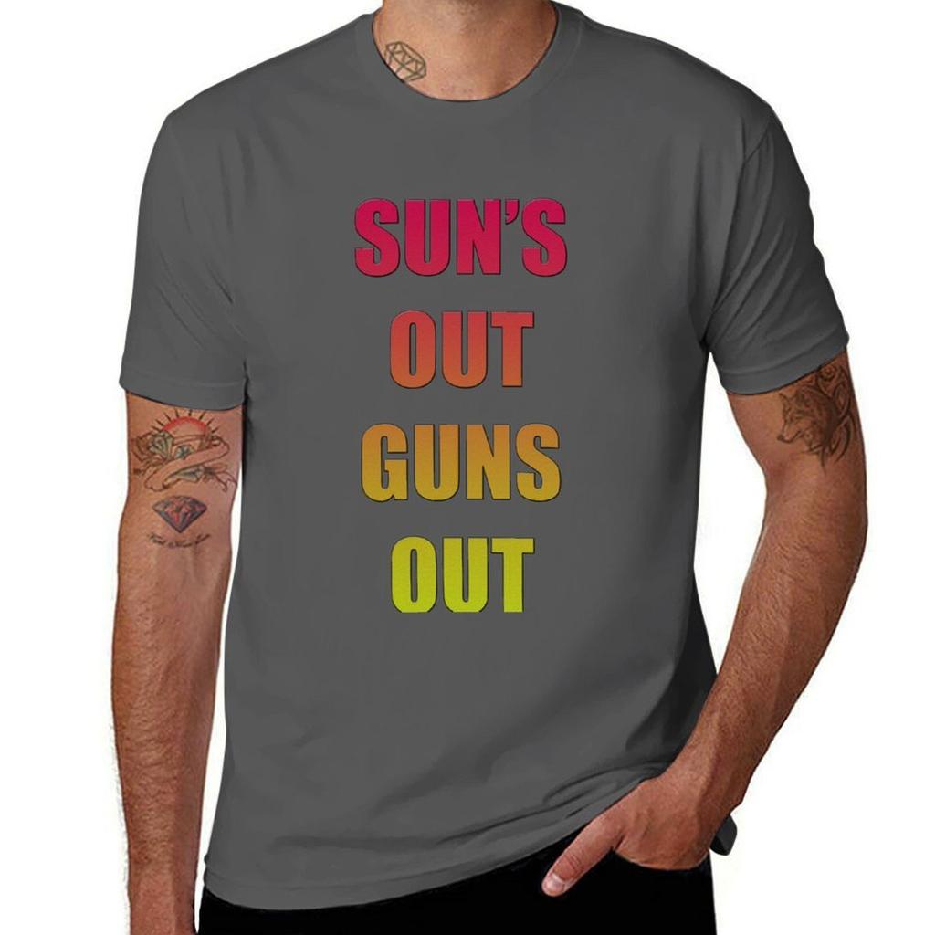 Suns Out Guns Out Tshirt Big Size Short Sleeve Casual Top