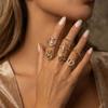 Sparkling Cubic Zirconia Holy Mary Cross Heart Ring Set of 7 for Women Religious Vintage Gold Tone Stackable Band Set Gift