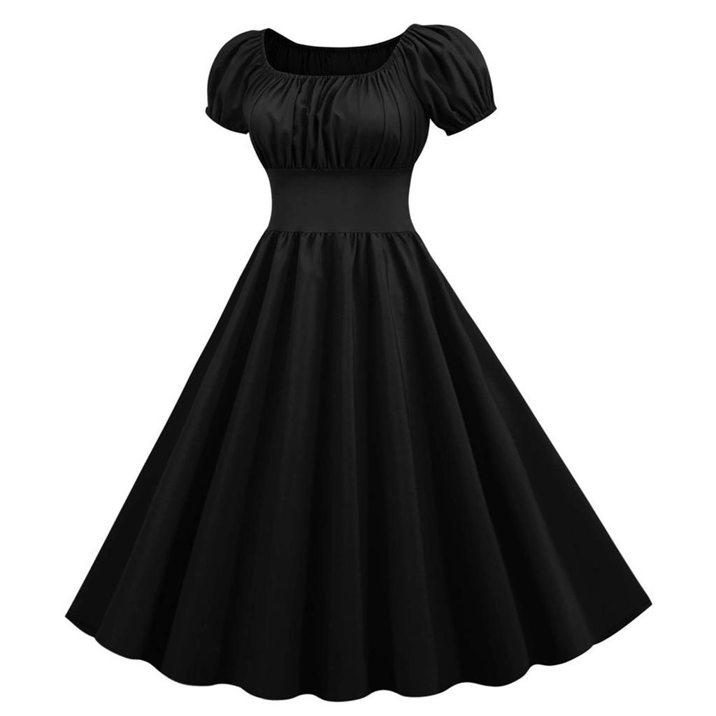 Women's Vintage Retro Rockabilly With Cap Sleeves Hepburn-Style Cocktail Dresse