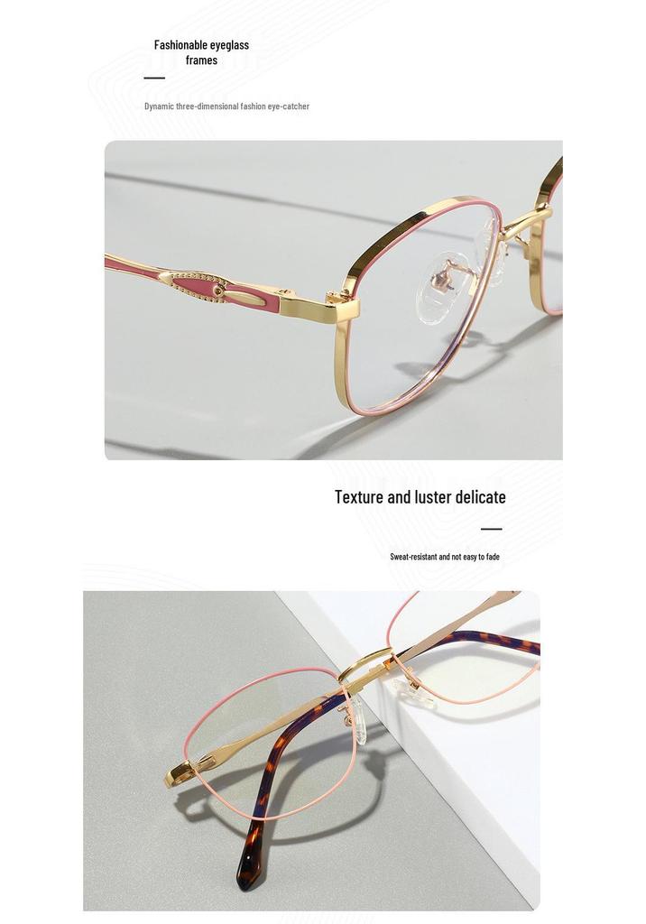 2025 Women’s Fashion Color-Changing Anti-Blue Light Metal Glasses with Flat Lenses - European & American Style