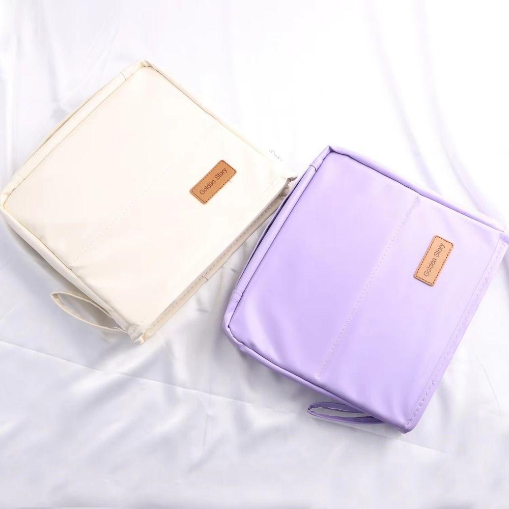 Portable Cosmetics Storage Bag Solid Color Vertical Travel Makeup Organizer Multi-Layer PU Cosmetic Organizer Outdoor