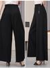 High-Waist Wide-Leg Drapey Pants for Middle-Aged & Elderly Women - Casual, Loose, Straight-Leg Fit for Spring & Autumn