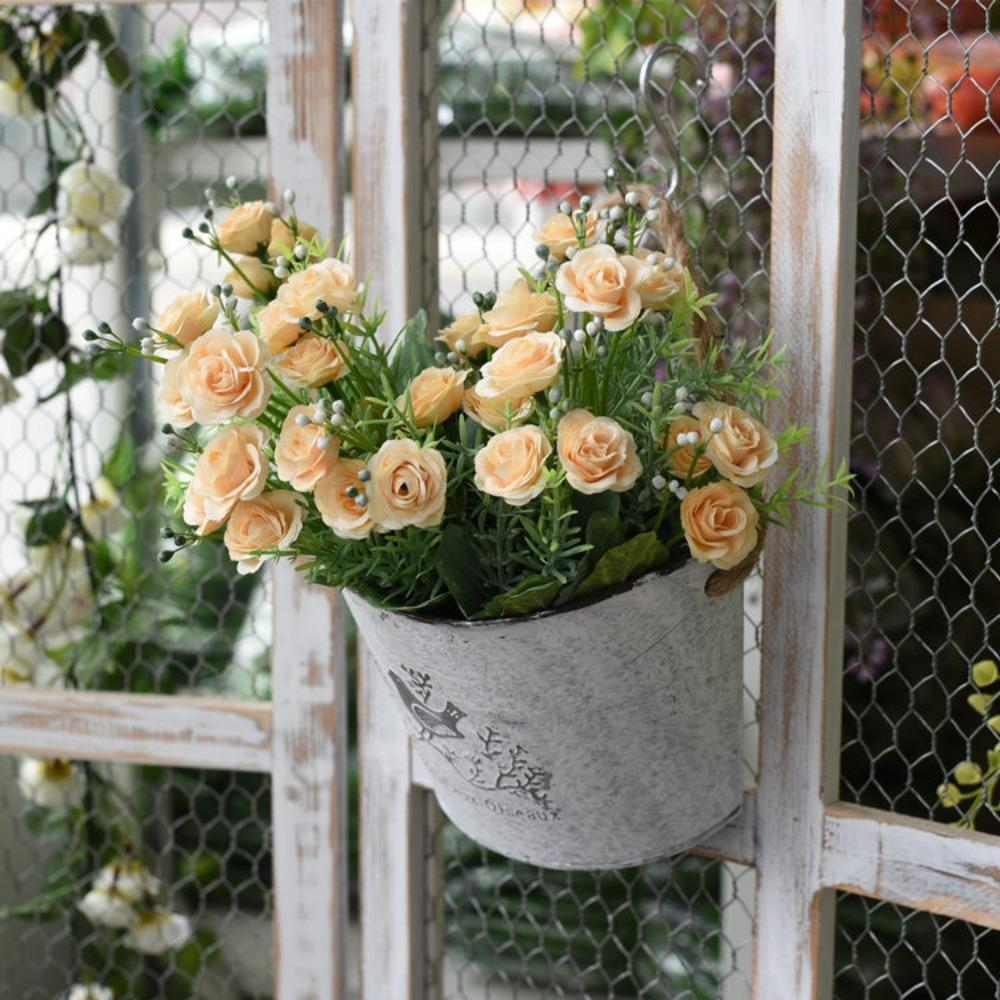 Wall Mounted Iron for Balcony Garden Vintage Flower Basket Flower Pot Hanging Baskets Flower Vase