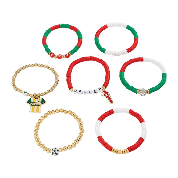 

Trendy Soccer Matching Bracelets Pack Of 8 With Sturdy Elastic Cord Stylish Supporter Wristband For Active Lifestyles