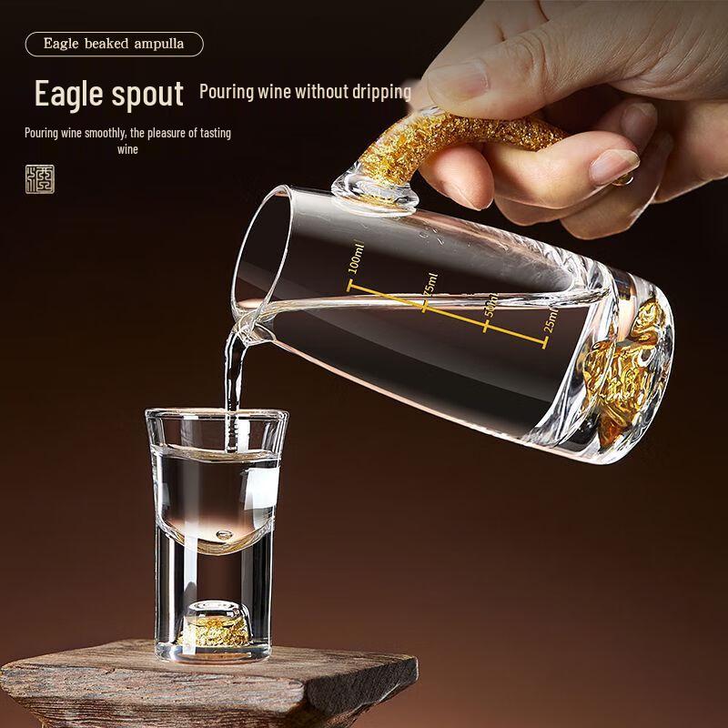 Crystal Baijiu Decanter & Glass Set with Golden Deer Holder