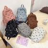 Schoolbag corduroy bow small backpack girls high value small schoolbag simple ins wind small casual backpack women