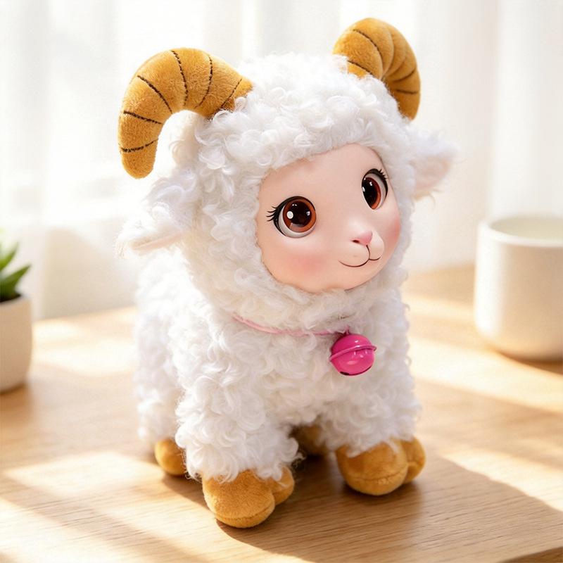 Adorable Silicone Little Sheep Plush Toy Pendant - Curly Wool Leather Face Bag Charm Doll