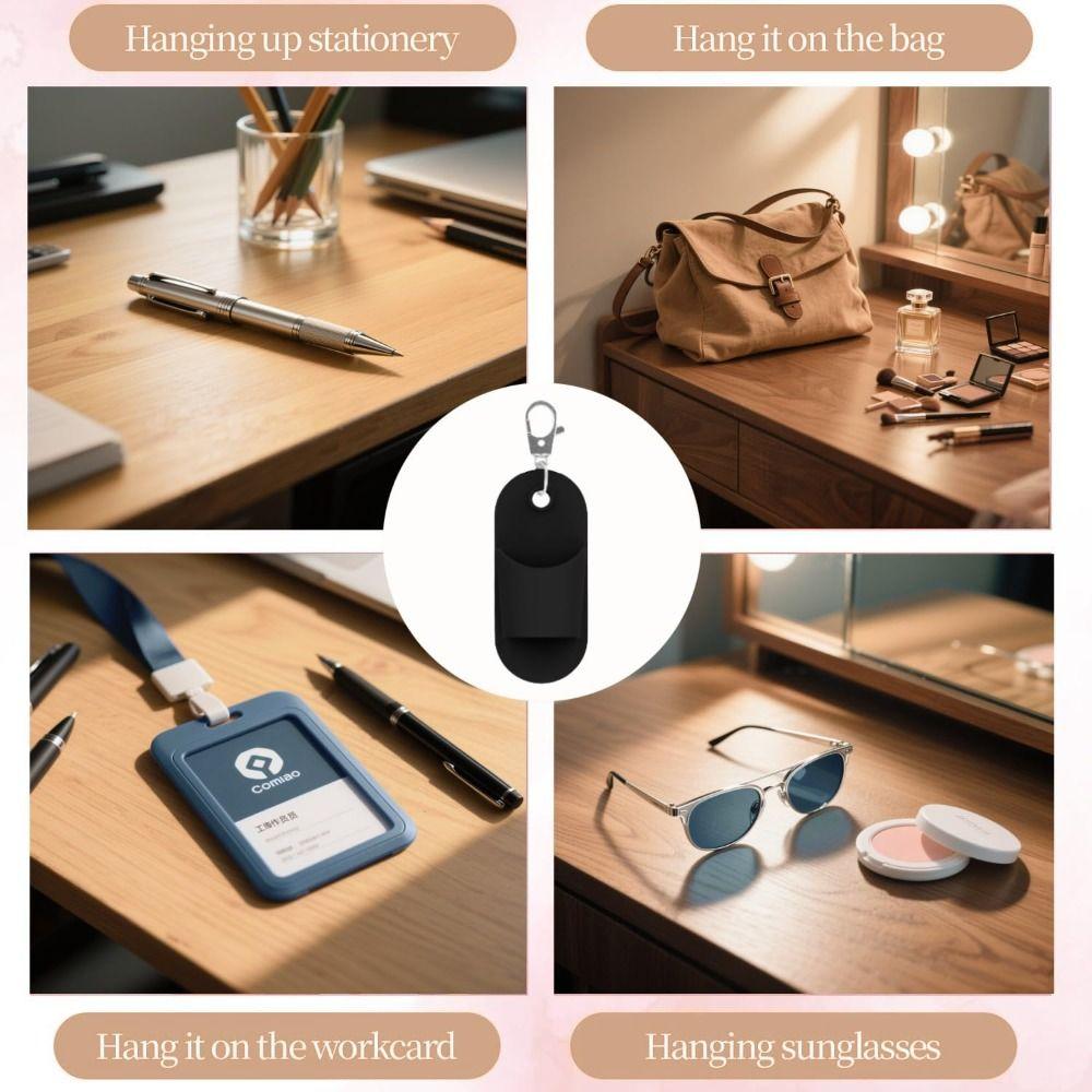 Portable Silicone Lanyard Pen Holder Anti-Lost Multi-functional Pen Clip Solid Color Lip Balm Holder Keychain