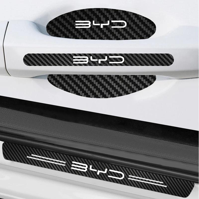 Car Exterior Door Sill Door Bowl Protective Sticker For BYD Dolphin Seal Atto3 Han Tang Song Yuan BYD Carbon Fiber Anti‑Wea
