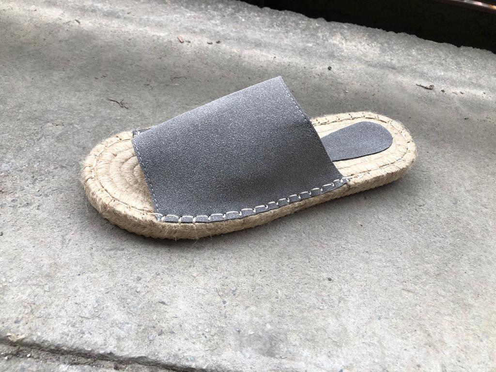 2025Wish Amazon Large Size Stitched Fisherman Casual Flat Bottom Slippers Straw Hemp Rope Bottom One-Word Slippers