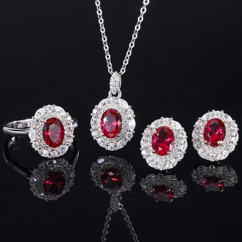 SACE GEMS 925 Sterling Silver Zircon Ring Earrings Pendant Necklace Jewelry Sets Wedding Party Gifts