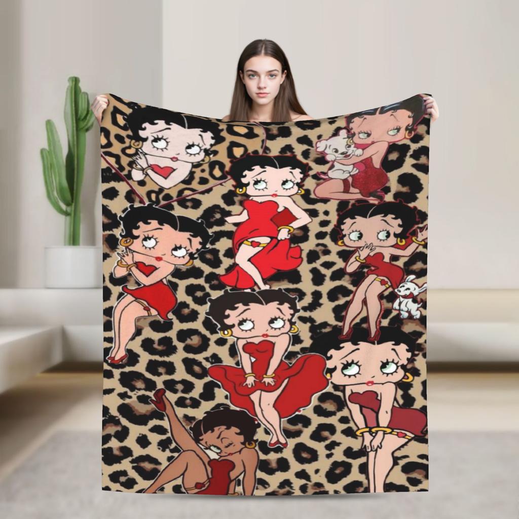 B-Bettys Boops Warm Blanket Kids Plush Throw Blanket Aesthetic Couch Chair Flannel Bedspread Sofa Bed Cover
