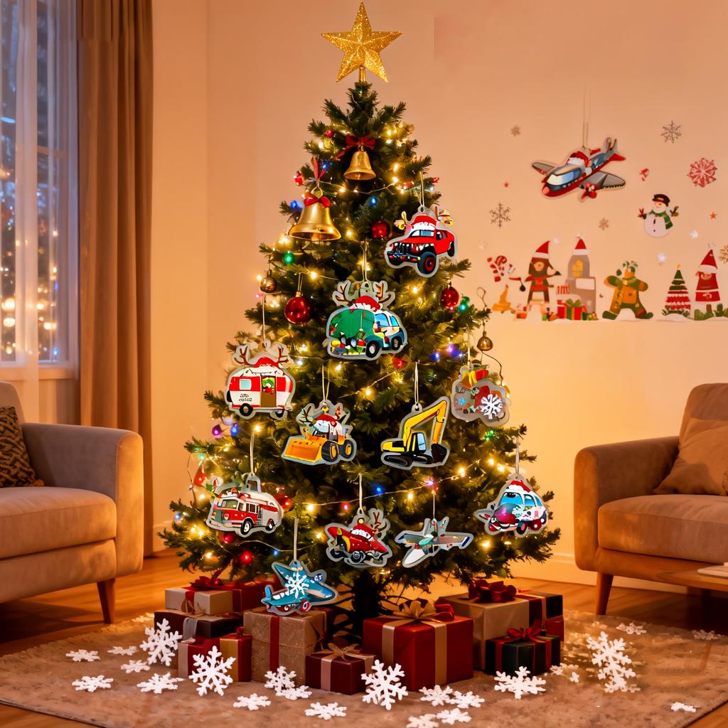 2D Flat Box With Airplane-shaped Case, 24 Pendants, Christmas Countdown Pendant Calendar