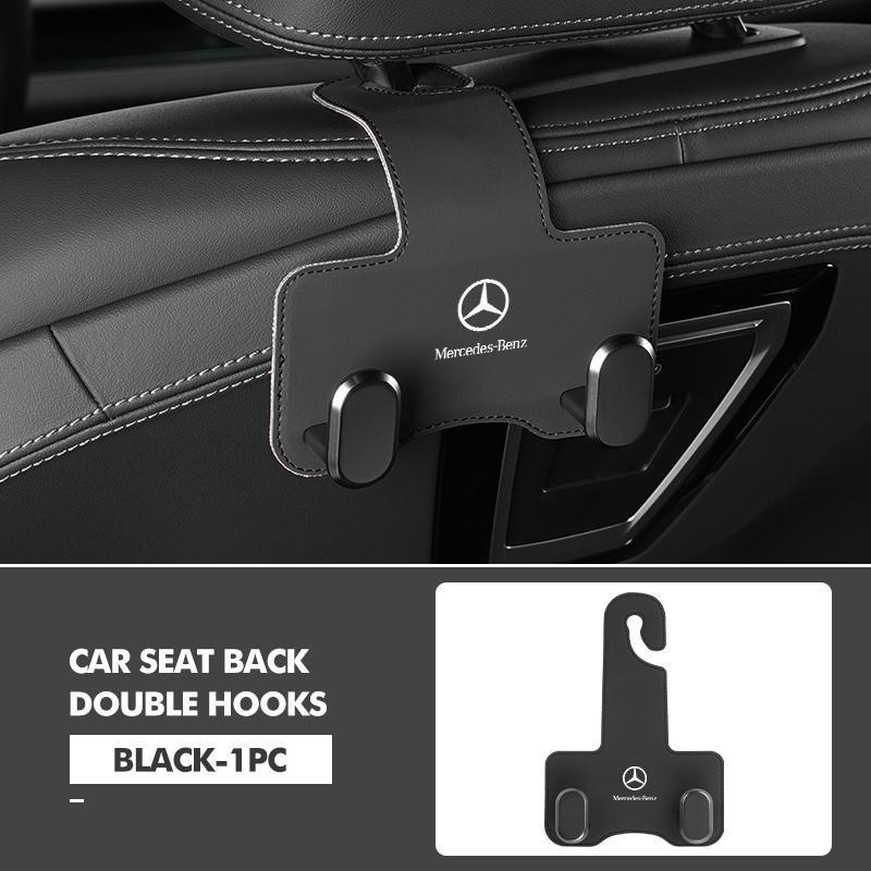 D6Car Rear Seat Double Head Storage Hook Headrest Hanger Clip For Mercedes Benz AMG A C E S G Class W201 W210 W108 W204 W205 W203
