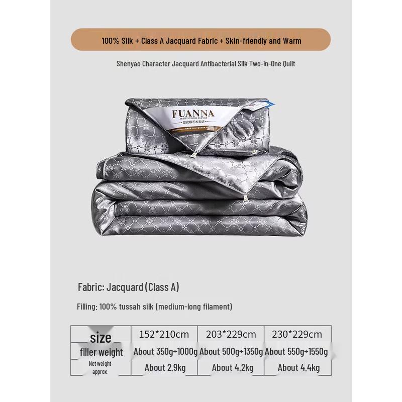FUANNA All-Season 100% Mulberry Silk Duo Comforter