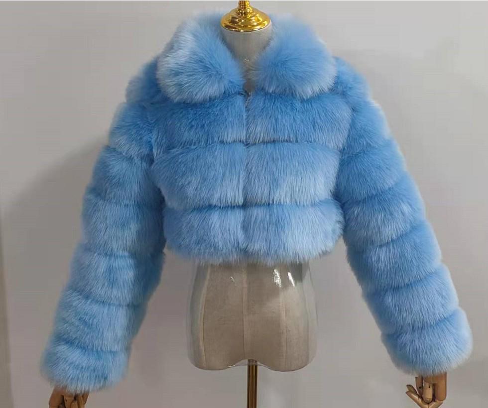 Women`s Patchwork Faux Fox Fur Coat