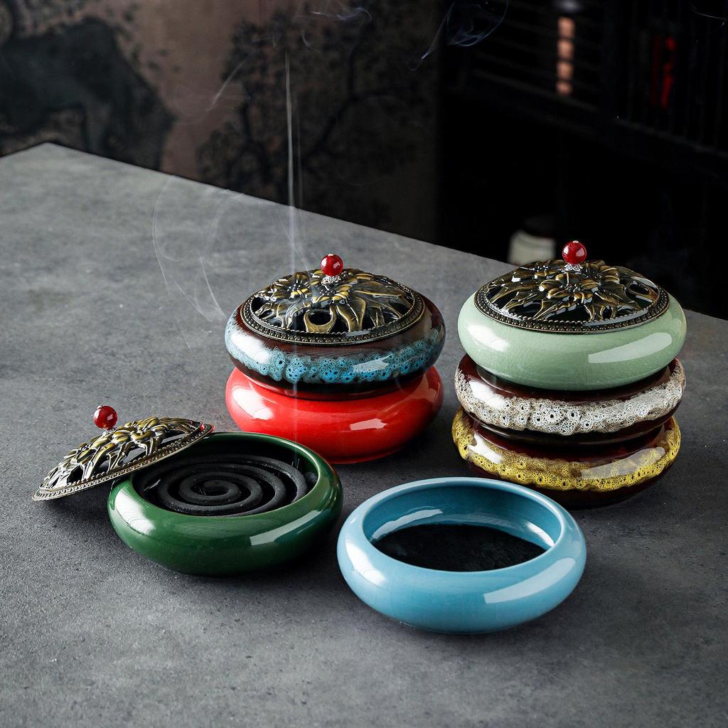 Large Ceramic Mosquito Coil and Incense Burner: Indoor Sandalwood and Agarwood Holder
