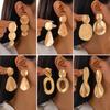 Salircon Exquisite Charm Geometric Matte Metal Stud Earrings for Women Trending Street Gold Color Drop Earrings  Ear Jewelry