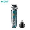 VGR Wireless Hair Clipper Rechargeable Digital Display Hair Clipper Hair Salon Household Waterproof Electric Hair Clipper Transparent Body