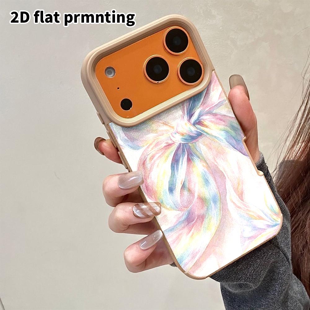 Phone Case: 2D flat lambskin suitable for iPhone 18 17 16 15 14 13 Pro protective case, rainbow gradient, Christmas and Halloween gift